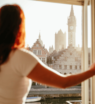 Uitzicht presidentiële suite van het Gent Marriott Hotel